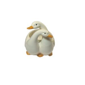 Takahashi Double Swan Duck White Ceramic Planter Country Farmhouse Cottagecore